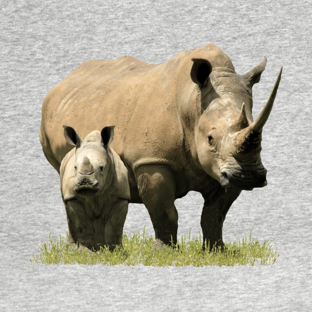 Rhino Mama with Baby in Kenya / Africa by T-SHIRTS UND MEHR